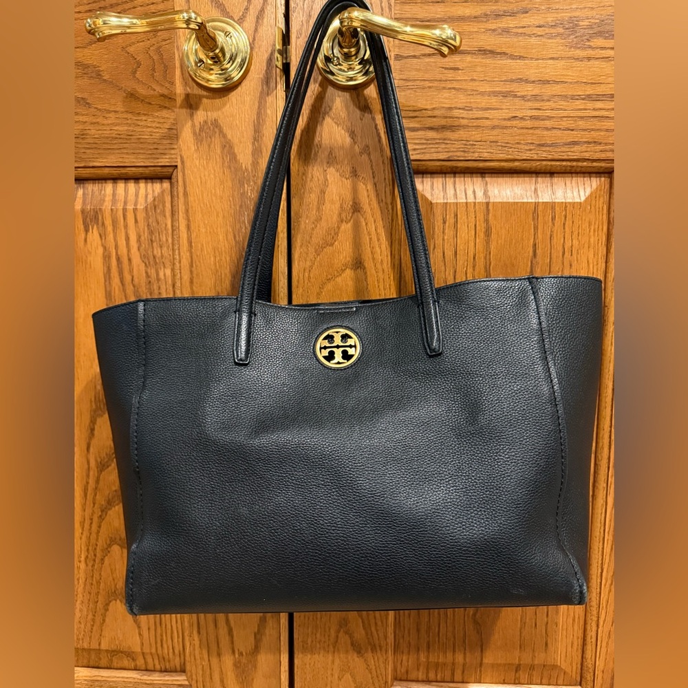Tory Burch Black Leather Tote Bag
